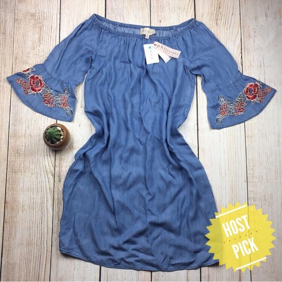 Philosophy Dresses & Skirts - [Philosophy] Embroidered Off-The-Shoulder Dress